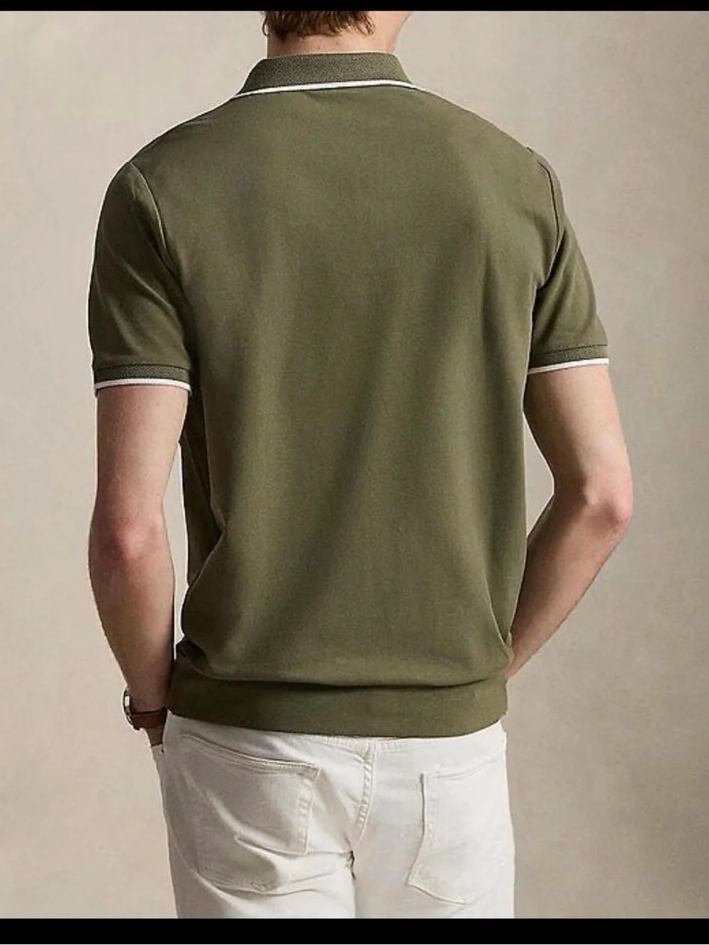 Classic Fit Stretch Mesh Short Sleeve Zip Polo Shirt